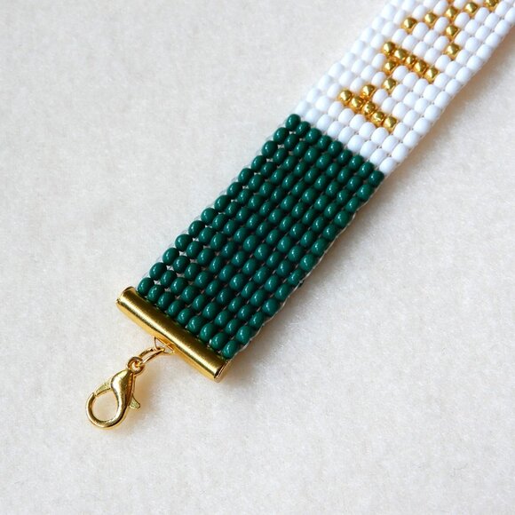 Mexico Mexican flag bead bracelet, adjustable length, handmade - Picture 4 of 6